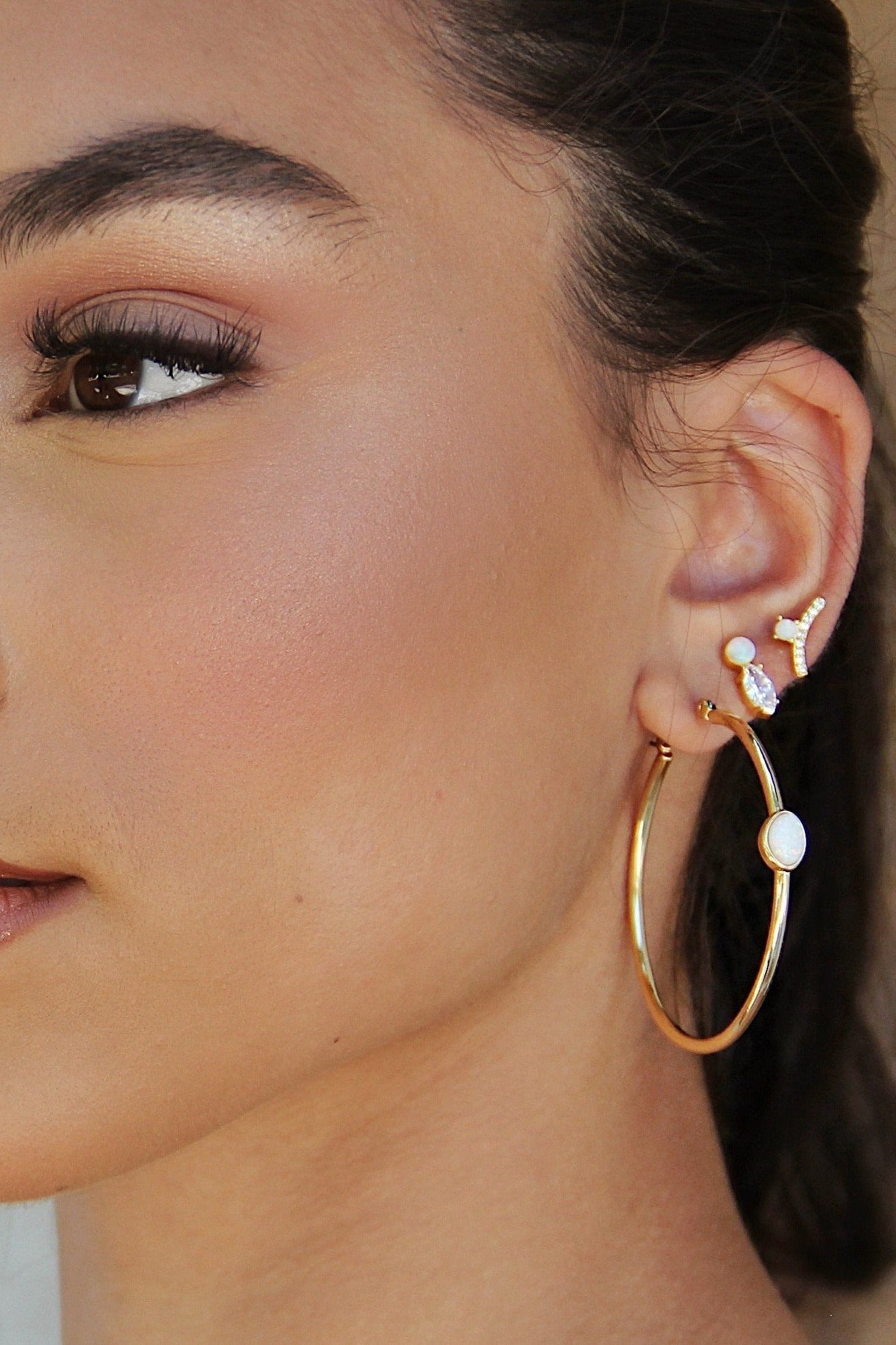 A Drop of Opal Hoop 18k Gold Plated Earrings - Bikini Crush Swimwear